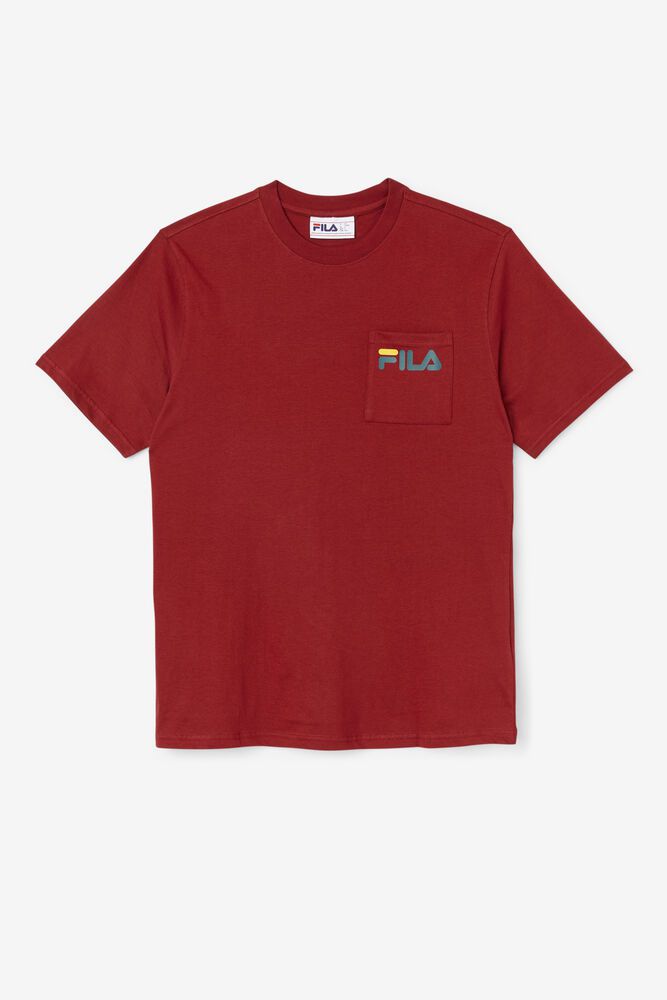 Fila T-Shirt Mens Red Curtis Pocket - Ireland 87450-HUJL